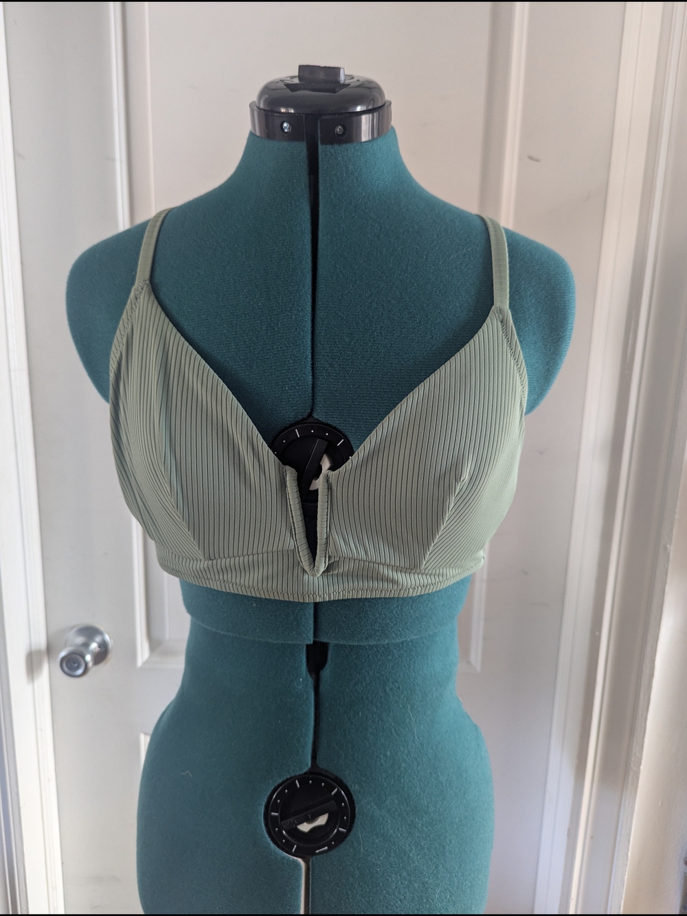 Shade & Shore Sage Green Ribbed Bikini Top